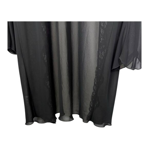 Bed Of Roses Nightie Robe Long Flare Sleeve Tie Black Sheer Lace Women’s M - Picture 7 of 10